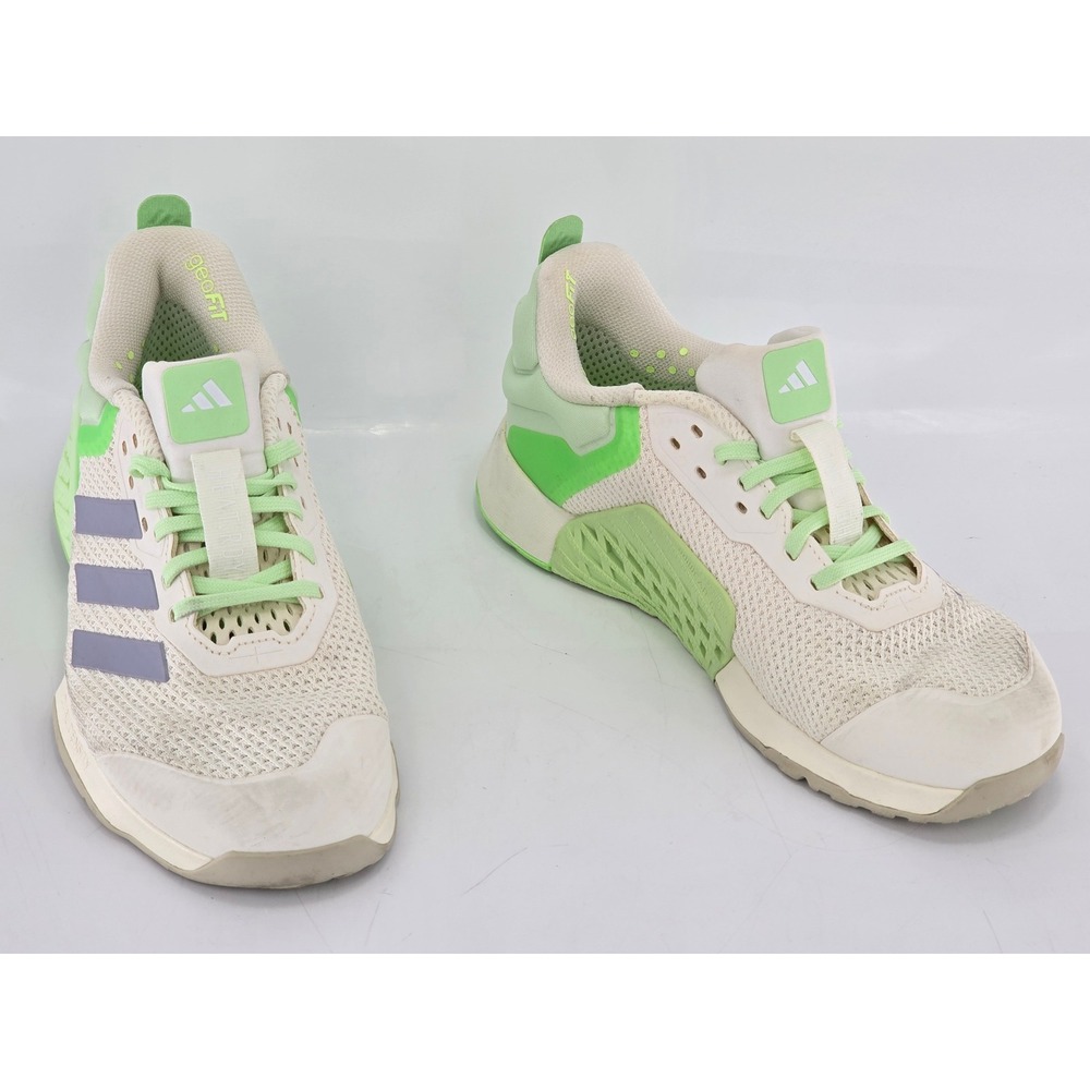Adidas Dropset 3 Training Shoes Womens 8.5 Off White Lime Green JR1673 Excellent